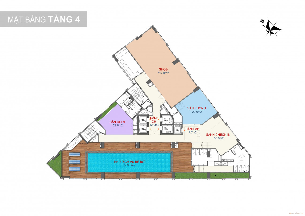 Mặt bằng điển hình tầng 04 Trinity Tower