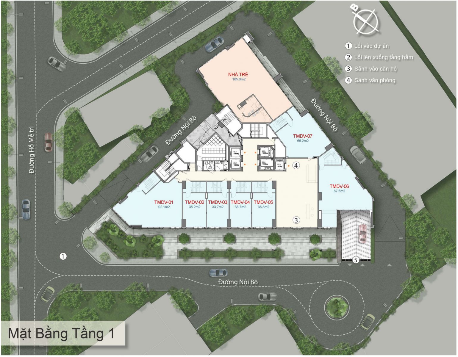 Mặt bằng điển hình tầng 01 Trinity Tower