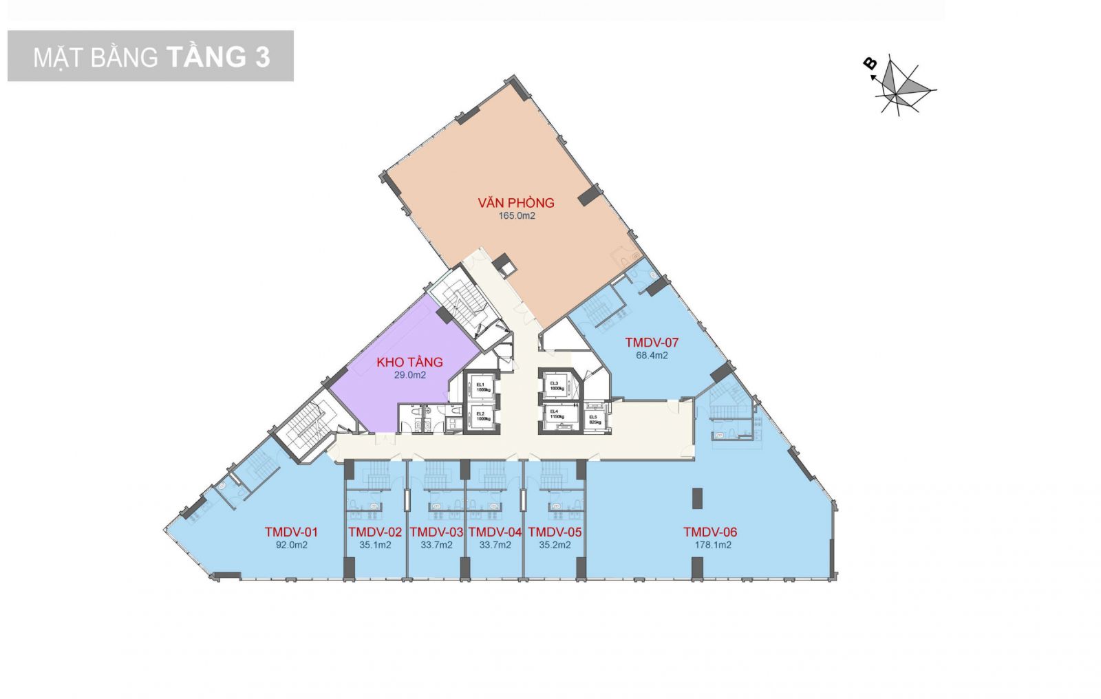 Mặt bằng điển hình tầng 6 - 12 Trinity Tower