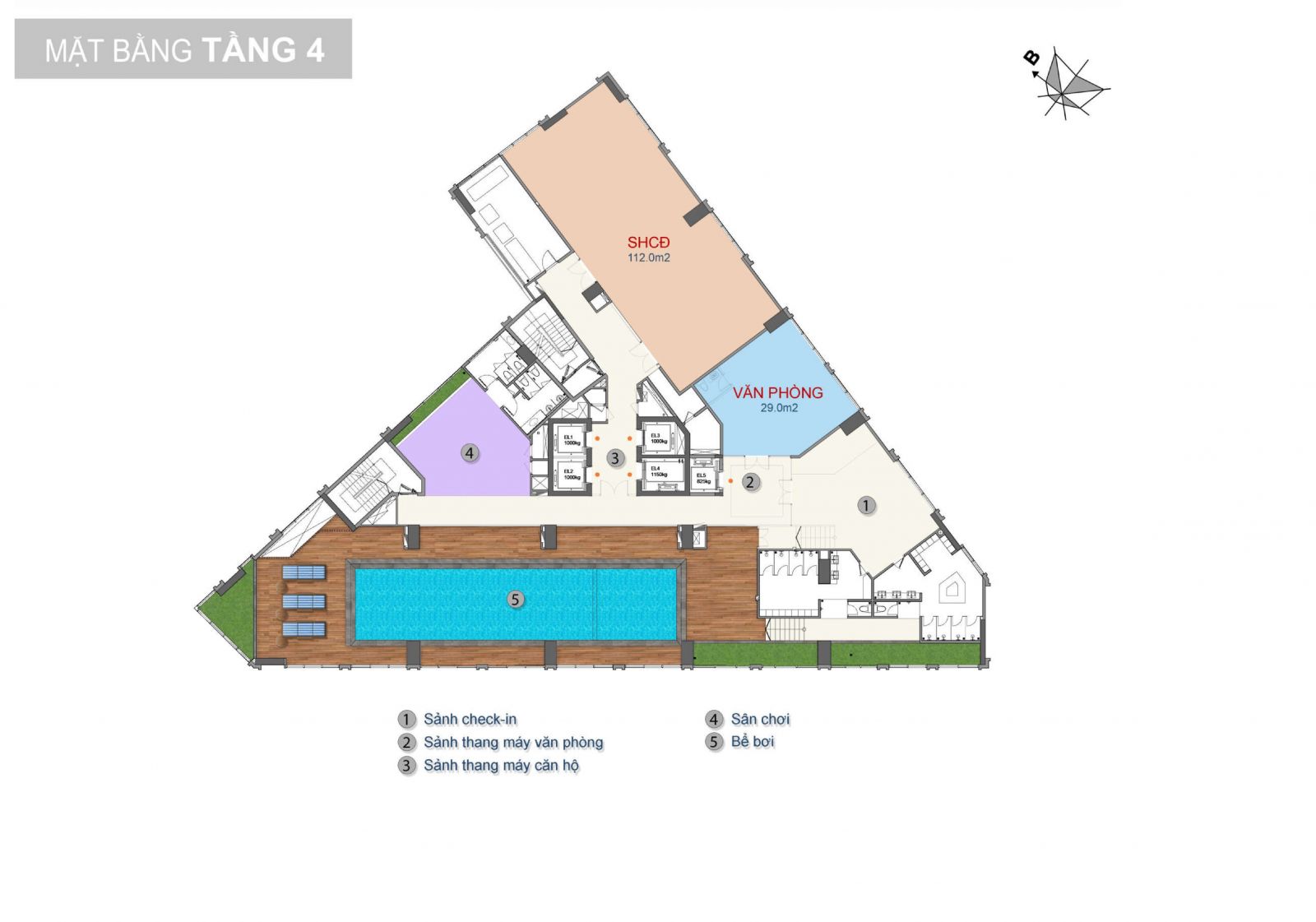 Mặt bằng điển hình tầng 04 Trinity Tower