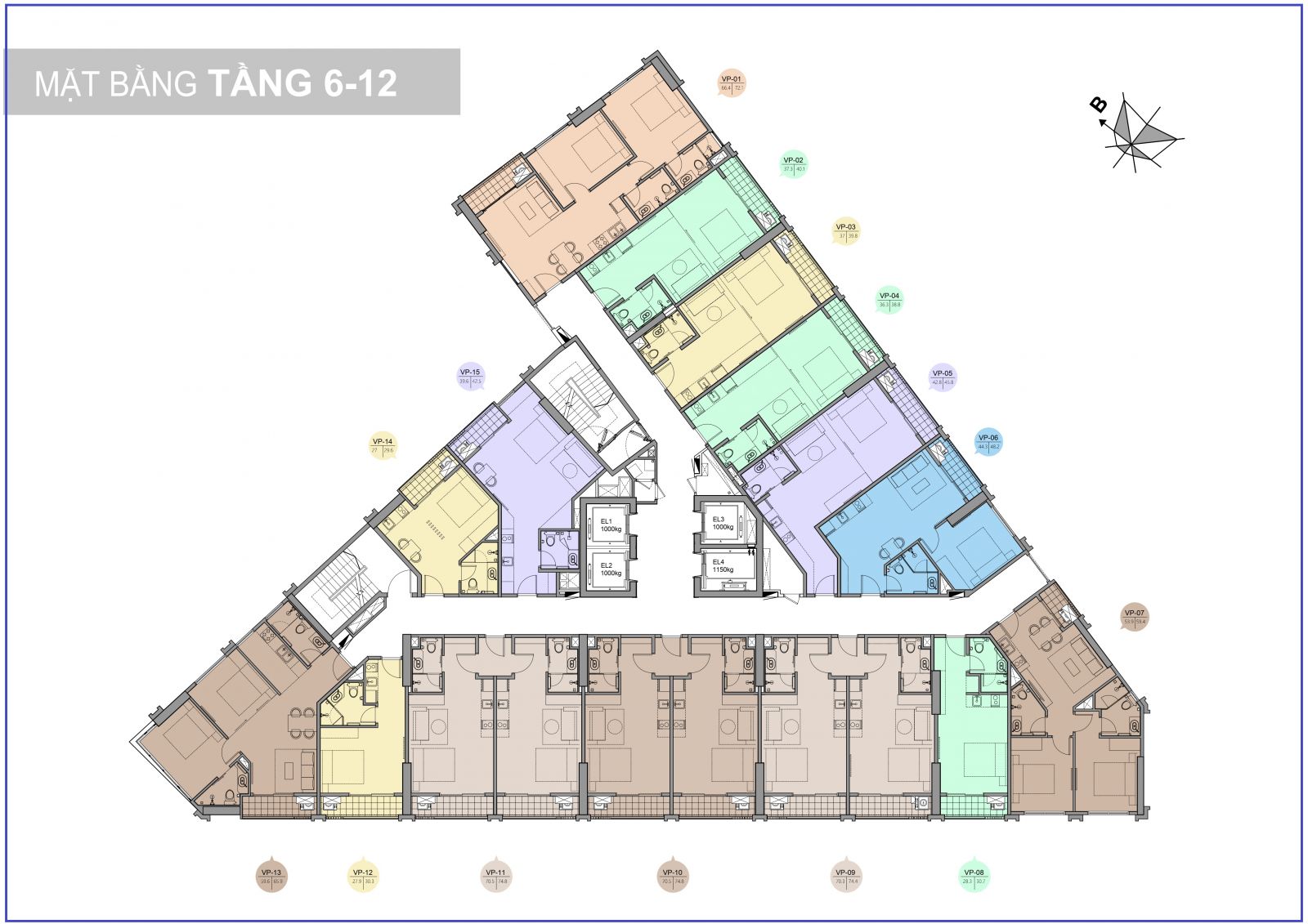 mặt bằng tầng 13-25 trinity tower